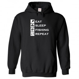 Eat Sleep Fishing Repeat Fashion Designed Kids and Adults Pull Over Hoodie for Fisherman Fishing Lovers 